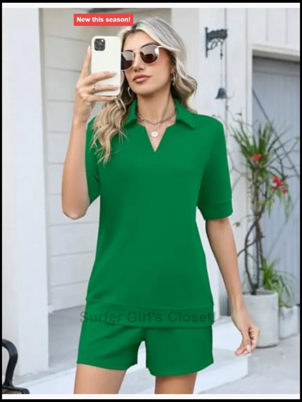 Womens Two Piece Sets Summer Shorts Matching Lounge Sets Polo Sweatsuit Travel